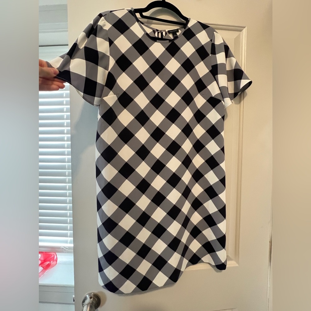 Ann Taylor Navy & White Checkered Shift Dress